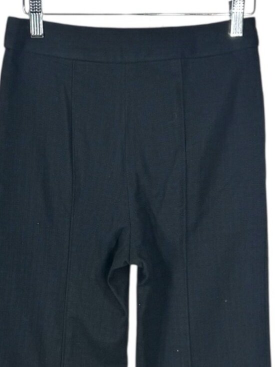 CLEA Parker Trouser Black S NWT Fringe Hem Kick Flare Cotton Linen Pintuck - Picture 10 of 16